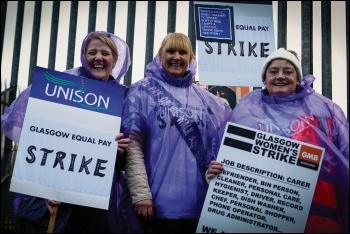 In 2019, 13,000 low-paid women council workers in Glasgow took strike action and won an end to the gender pay gap injustice they had suffered for over a decade, photo Public Services International/CC