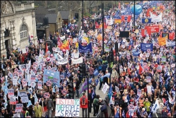 Trade unionists marching against austerity, 26.3.11 - given a lead, workers will fight, photo by Paul Mattsson