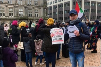 Birmingham protest in solidarity with the movement in Sudan, 27.1.19, photo by Birmingham Socialist Party