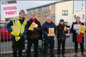The Leicester College UCU picket line at Freemen's Park campus, 29.1.19