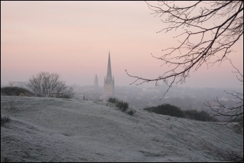 Mousehold Heath, where Kett's Rebellion was crushed, with Norwich Cathedral in the bakground, photo by Amitchell125/CC