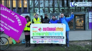 Lambeth college UCU picket line February 2019, photo Socialist Party