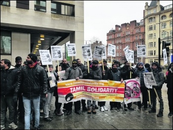 Protesting outside the Sri Lankan High Commission on 1 February, photo Tamil Solidarity