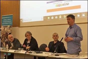 Chris Baugh speaking at the Spot conference, 9.2.19, photo by London Socialist Party