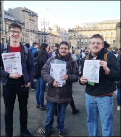 Socialist Students and Socialist Party members, Glasgow 15.2.19, photo by Glasgow Socialist Students