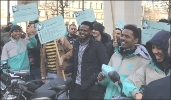 Manchester Deliveroo strike, February 2019, photo Tom Costello