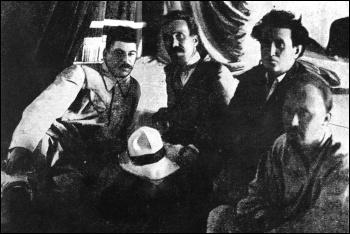 Stalin (left) with fellow Bolshevik leaders Rykov, Zinoviev and Bukharin - all of whom he later had executed