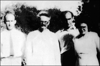 Trotsky (front centre) with his first daughter Zinaida (right) and supporters, in exile on Pinkipo island, 1929