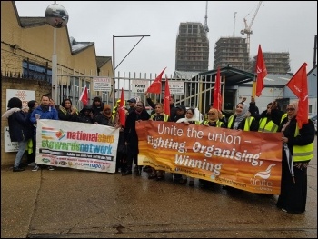 Hackney school bus drivers strike March 2019, photo London Socialist Party