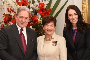 New Zealand's neoliberal Labour prime minister Jacinda Ardern (right) with racist right-populist New Zealand First coalition partner Winston Peters (left), photo by GGNZ/CC