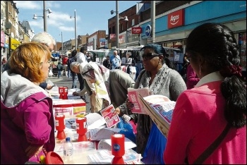 Socialist Party members out campaigning for no-cuts candidates in previous council elections, photo London Socialist Party