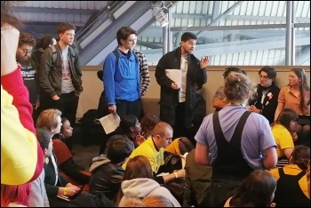 Socialist Students members address a left caucus at NUS conference 2019, photo by William Campbell