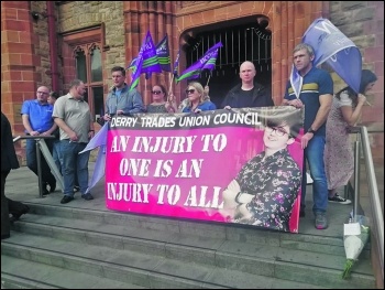 Derry Trades Council organised a 1,000-strong protest against Lyra McKee's killing, photo Foyle Socialist Party