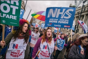 Nurses marching for the NHS, photo by Paul Mattsson