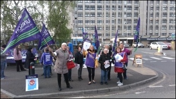 Doncaster hospital catering staff on strike, 2.5.19, photo by A. Tice Doncaster hospital catering staff on strike, 2.5.19, photo by A. Tice