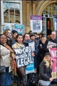 Protesting against Leicester council cuts, photo Leicester Socialist Party