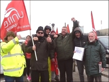 Pickets and supporters at Sellafield, May 2019, photo Robert Charlesworth 