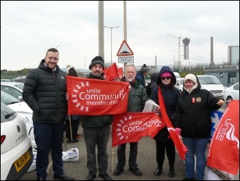 Unite Community and Socialist Party members support the strike. Photo by Robert Charlesworth Unite Community and Socialist Party members support the strike. Photo by Robert Charlesworth