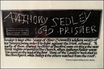 A rubbing of the inscription made by Anthony Sedley before the execution of the leading Levellers