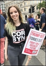 Anti-Trump protester, London, 4.6.19, photo Judy Beishon