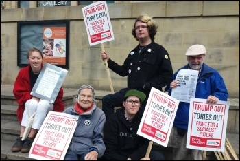 Protesting against Trump in Leeds, 3.6.19, photo by Iain Dalton