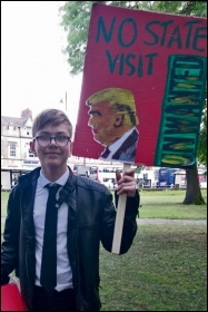 Protesting against Trump in Newcastle, 3.6.19, photo by Elaine Brunskill
