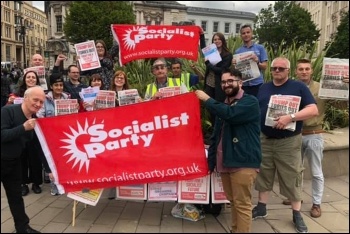 Protesting against Trump in Birmingham, 3.6.19, photo by Birmingham Socialist Party