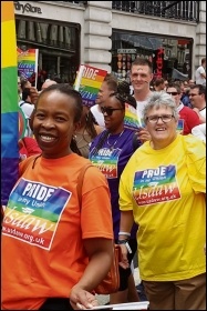 Members of retail union Usdaw marching for LGBT+ rights