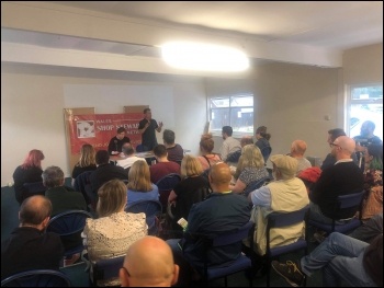 Packed NSSN meeting in Bridgend addressed by Rob Williams, photo Gareth Bromhall