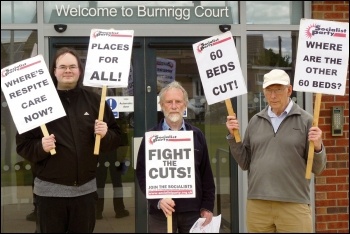 Carlisle Socialist Party members protest against cust to care home beds, photo by Robert Charlesworth