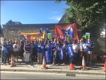 Teachers and support staff on strike at the Martin�s Gate ACE Multi Academy Trust in Plymouth,  2 July