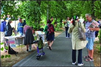 Socialist Party members in Walthamstow campaigning against environmentally destructive private developers, photo Paula Mitchell