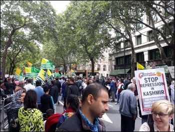 Mass protest outside the Indian High Commission on 15.8.19 over repression in Kashmir, photo Scott Jones