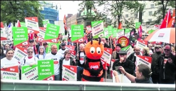 GMB union members in Asda have rejected attacks on pay and conditions, photo Sheffield Socialist Party, photo Sheffield Socialist Party