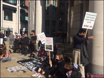 Standing in solidarity with protesters against a new coal mine in Bangladesh, photo London Socialist Party