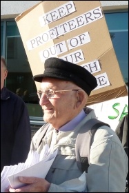 Claude out campaigning against NHS privatisation, photo Suzanne Beishon