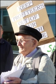 Claude out campaigning against NHS privatisation, photo Suzanne Beishon Claude out campaigning against NHS privatisation, photo Suzanne Beishon