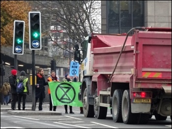 Extinction Rebellion blocking a road, 
