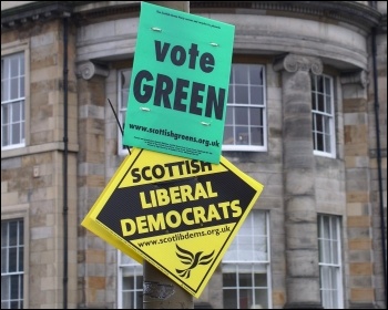 The Green Party have entered into an electorial alliance with pro-austerity Lib Dems, photo 