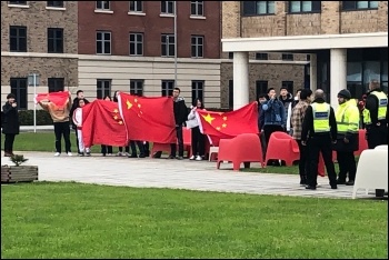 Pro-Chinese Communist Party demonstration at Swansea University, 15.11.19, photo by Swansea Socialist Students