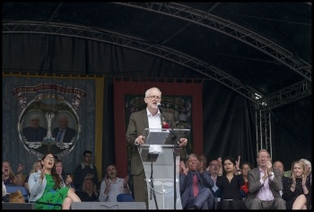 Corbyn at Durham Miners Gala 2019, photo Paul Mattsson