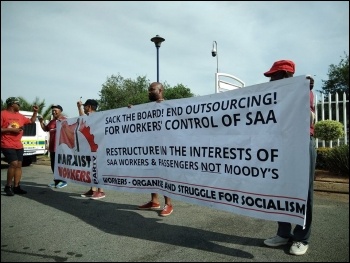 Our banner on the workers' demonstration, photo Marxist Workers' Party