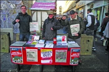 Selling the Socialist in Newcastle, photo Elaine Brunskill