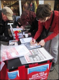 Post-election Saturday stall in Newcastle, photo Elaine Brunskill