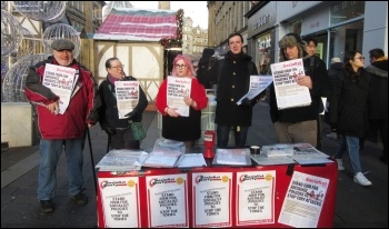 Post-election Saturday stall in Newcastle, photo Elaine Brunskill