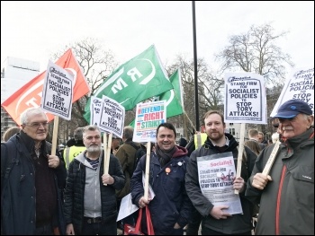 For the right to strike! RMT & NSSN lobby parliament. 19.12.19, photo JB