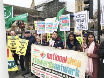 For the right to strike! RMT & NSSN lobby parliament. 19.12.19, photo JB