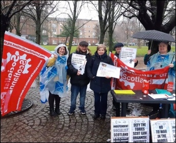 Socialist Party Scotland members on the demo, photo Socialist Party Scotland
