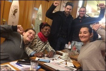 Paris branch of Gauche Révolutionnaire, including Virginie Pregny (second left), photo James Ivens
