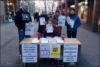 South Yorkshire Socialist Party campaigning on bus and rail services, photo by South Yorkshire Socialist Party